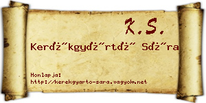 Kerékgyártó Sára névjegykártya